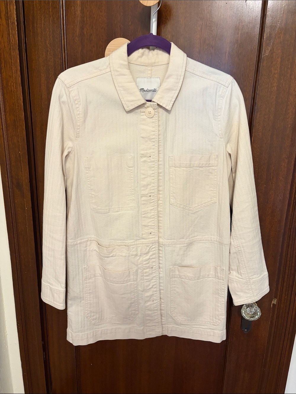 Madewell Light Cream Chore Coat with Patch Pockets